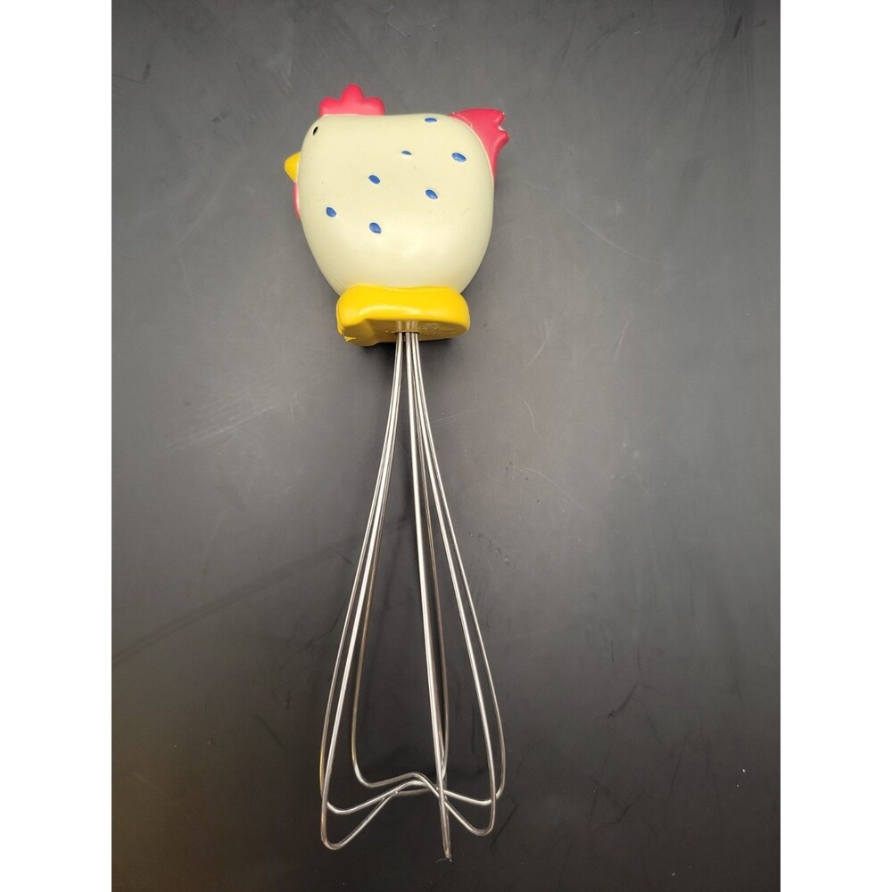 Vintage Rubber & Metal Chicken Whisk 6 1/2" Farmhouse Décor